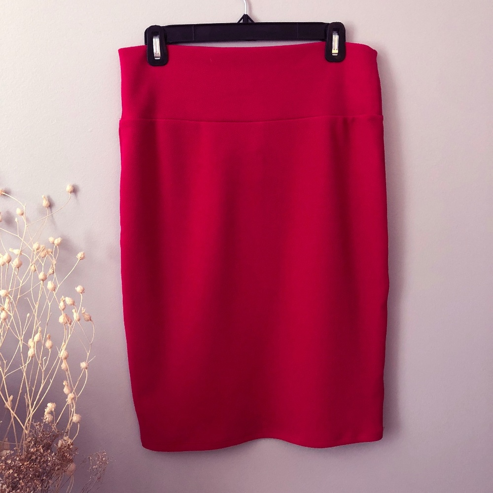 Lularoe Cassie Pencil Skirt in Solid Pink